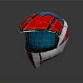 Motorcycle Helmet With Red And Silver Design Black Visor And Stripe Details