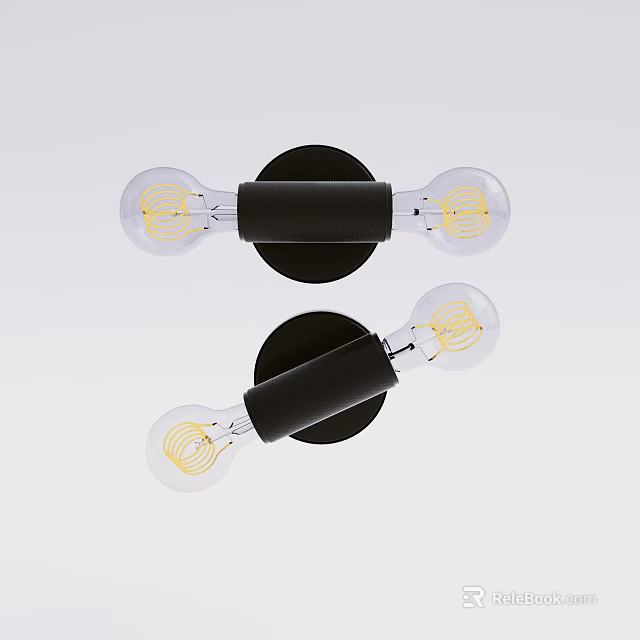 Modern Black Wall Mounted Lamps With Clear Bulbs And Coiled Filaments 3d model 