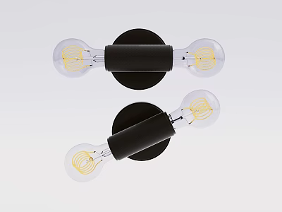 Modern Black Wall Mounted Lamps With Clear Bulbs And Coiled Filaments 3d model