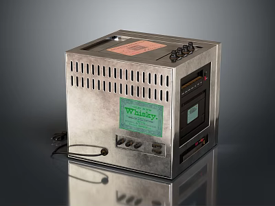 WTR-2500 Equipment With Silver Metal Casing Green Label Ventilation Holes Control Buttons And Digital 3d model
