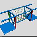 Outdoor Kids Playground Equipment With Colorful Climbing Net And Blue Frame