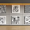 Black and White Abstract Artworks Wall Decor With Diverse Patterns And Typography