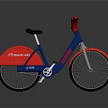 Blue and Red Bicycle Featuring Black Seat Wheels and BICYCLE Frame 3d model