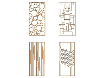 New Chinese Style Modern Metal Wooden Lattice Screen Partition 3d model