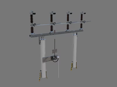 Industrial High Voltage Equipment With Support Insulators Crossbar And Operating Mechanism Structure 3d model