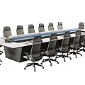 Modern Long Conference Table With Black Office Chairs On Wheels For Team Meetings