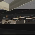 Modern Exhibition Hall Interior Design with Display Walls Lighting and Visitors