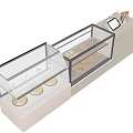 Modern Bar Counter With Glass Display Case And Assorted Pastry Items 3d model