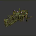 Sci Fi Mechanical Device With Green Blue Lights Complex Structure And Metallic Design