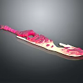 Unique Fantasy Sword With Pink Red Flame Pattern Skeletal Handle And Glossy Blade