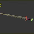 Traditional Decorative Sword With Golden Accents Red Hilt And Engraved Blade On Reflective Surface