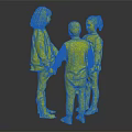 Three Children Holding Hands Together in Yellow and Gray Shirts Against Dark Background