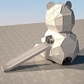 Geometric Bear Shaped Playground Equipment With Slide And Soccer Goal For Kids