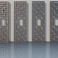 Modern Swing Doors With Intricate Geometric Patterns And Decorative Panels 3d model