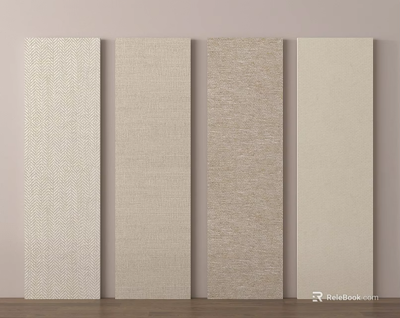 Decorative Wall Panels with Various Textures and Neutral Colors for Interior Design 3d model 
