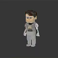 Pixel Style Character Model With Armor In Standing Pose On Black Background 3d model