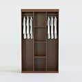 Brown Wooden Wardrobe With Three Doors And Simple Design For Bedroom Storage