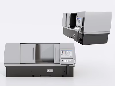 Two Modern Design Industrial Equipment Units With Precision Machining Control Panel And Display Screen 3d model