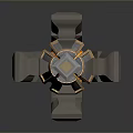 Ornate War Hammer With Metallic Decorative Head Red Grip And Shiny Shaft