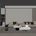 Modern Living And Dining Room Interior With Sofa Dining Table And Coffee Table 3d model