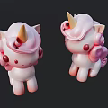 Cute Unicorn Sculptures With Pastel Pink Mane And Golden Horn Carving
