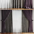 Elegant Purple Curtains With Sheer White Panels For Modern Living Room Windows