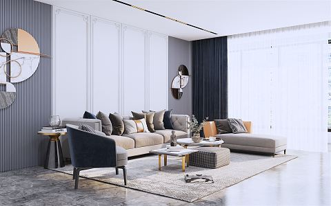 Light Luxury Living Room 3d model