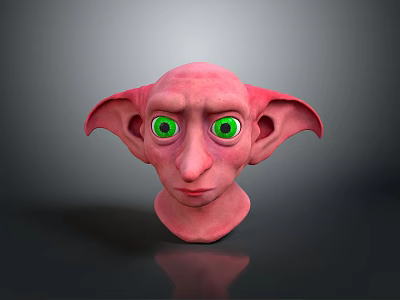 Game and Movie Character 3D Model with Pink Skin Large Ears and Green Eyes 3d model