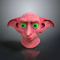 Game and Movie Character 3D Model with Pink Skin Large Ears and Green Eyes