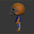 3D Cartoon Football Player With Orange White Helmet Blue Jersey Number 45 Orange Gloves Shoes