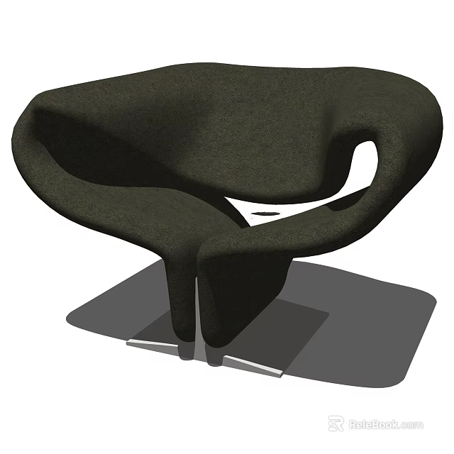 Modern Design Accent Chair With Unique Curved Shape And Comfortable Fabric Upholstery 3d model 