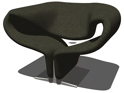 Modern Design Accent Chair With Unique Curved Shape And Comfortable Fabric Upholstery 3d model