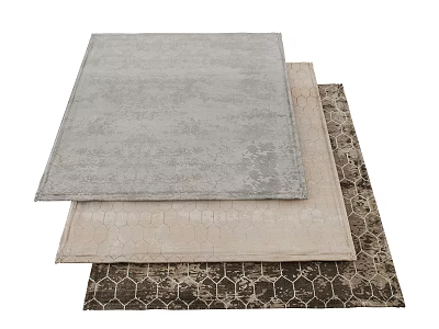 Three Square Rugs In Different Colors With Hexagon Patterns For Home Decor 3d model