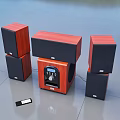 Elegant Wooden Headphone Speaker System With Multiple Units And Control Panel 3d model