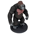 Gorilla Sculpture 3D Model With Standing Pose Brown Fur Pink Chest And Black Base