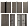 Different Swing Door Styles Featuring Single Double And Grid Pattern Designs For Home 3d model