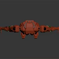 Red Robot 3D Model With Metallic Design And Articulated Joints Standing Pose