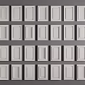 Multiple White Wardrobe Doors Neatly Arranged in Orderly Rows Against Grey Background