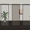 Sliding Glass Doors in Modern Interior Design with Green Plant and Wooden Floor