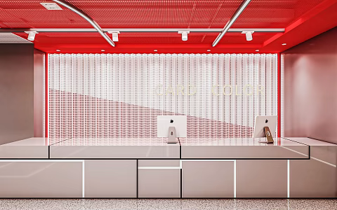 Modern reception desk Front desk background wall 3d model