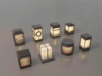 Modern Chinese Landscape Lamp Lawn Lamp Garden Lamp Outdoor Lamp Combination 3d model