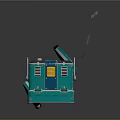 Teal Robot With Screen Face Smiling Expression Star Patterns And Musical Notes