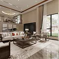 Elegant Duplex Living Room Interior With Sofas Coffee Table Chandelier And Rug