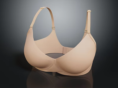 Beige Wireless Bra With Soft Fabric Comfortable Seamless Design For Daily Use 3d model