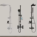 Modern Wall Mounted Shower Faucets With Rainfall Head Handheld Sprayer And Storage Shelves