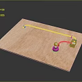Brown Wooden Board With Yellow Tube Connected To White Knob And Gray Component
