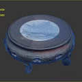 Wooden Furniture Round Stand With Circular White Marble Top And Ornate Perforated Legs