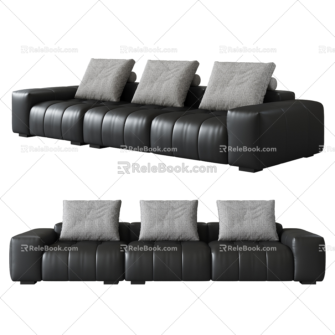 Modern three-seat sofa 3d model