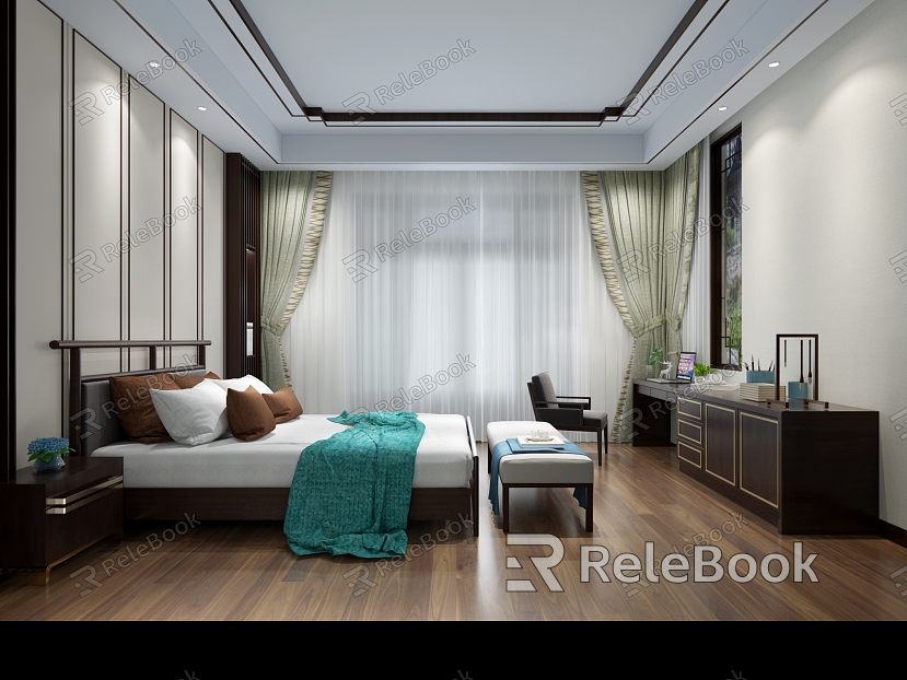 New Chinese style male and female master room model