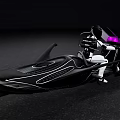 Futuristic Black Motorcycle With Sleek Design Illuminated Accents And Rider In White